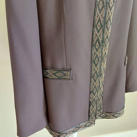 John Meyer of Norwich Jacket Sz 10 Brown with Beading - Picture 2 of 10